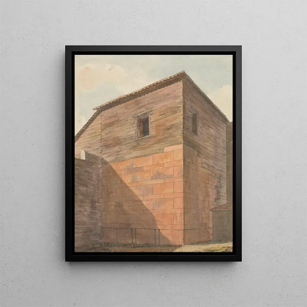 Willey Reveley - Corner of Stone and Wood Building with Inscription on Wall.webp