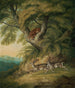 Een luipaard met twee herten die passeren - William Samuel Howitt — weergave van het kunstwerk