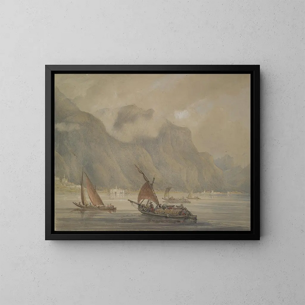 Château de Chillon, lac de Genève - William Alfred Delamotte — framed artwork on a wall