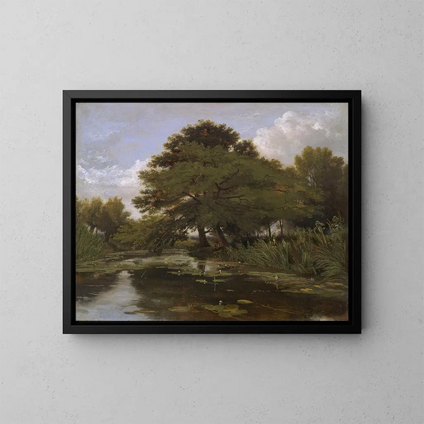 Waterperry Isis painting, Oxfordshire - William Alfred Delamotte — framed artwork on a wall
