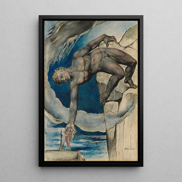 William Blake - Antaeus setting down Dante and Virgil in the Last Circle of Hell.webp