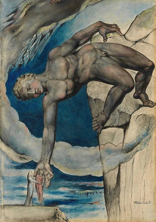 William Blake - Antaeus setting down Dante and Virgil in the Last Circle of Hell.webp