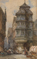Oude huizen in Frankfurt - William Callow — weergave van het kunstwerk