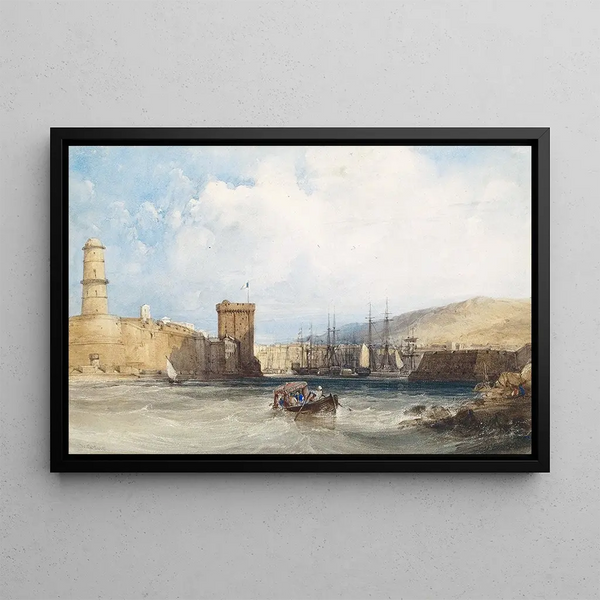 L'Entrée du port de Marseille - William Callow — ingelijst kunstwerk aan de muur