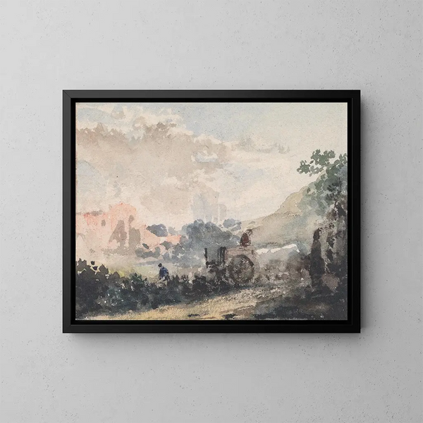 Landscape with Cart - William Collins — framed artwork on a wall