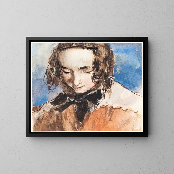Girl with a Bow - William Edward Frost — framed artwork on a wall