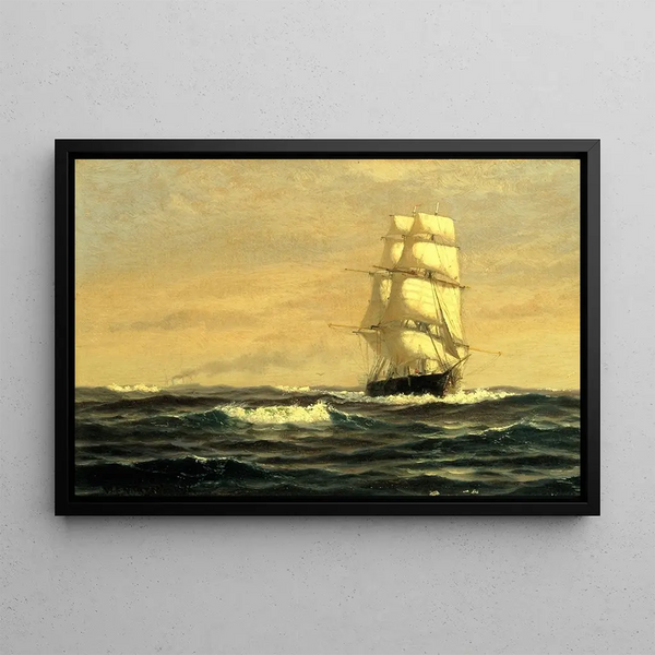 Zeilboot voor de kust van Maine - William Edward Norton — ingelijst kunstwerk aan de muur
