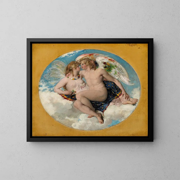 Cupid and Psyche - William Etty — framed artwork on a wall