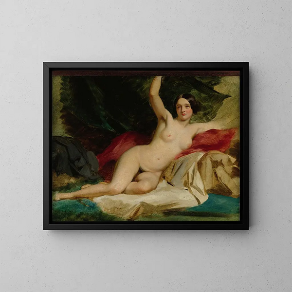 Nude female reclining - William Etty — framed artwork on a wall