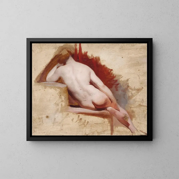 Étude de nu féminin assis - William Etty — framed artwork on a wall
