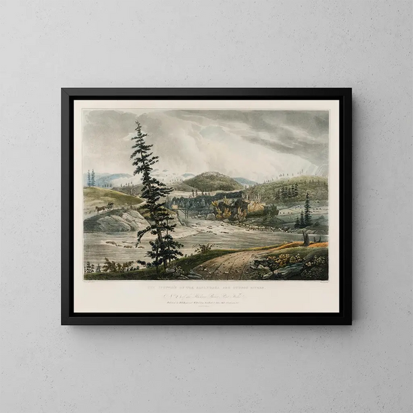 The junction of the Sacandaga and Hudson rivers - William Guy Wall — framed artwork on a wall