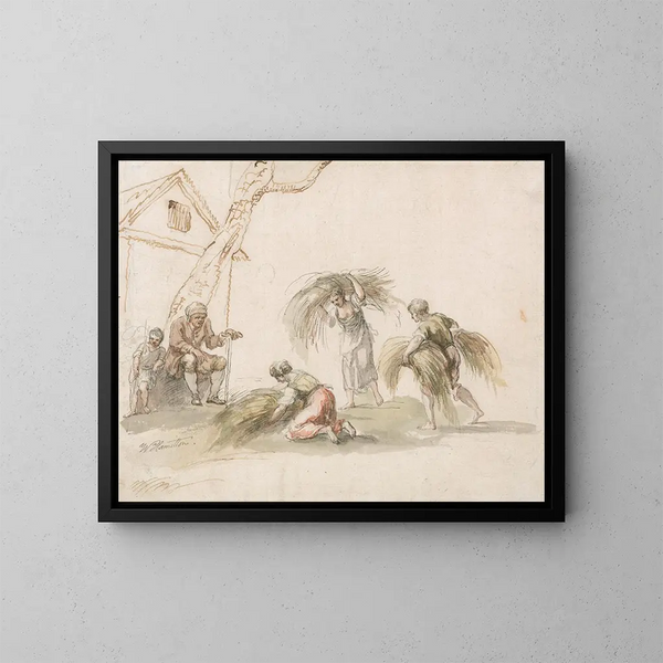 Figures en train de récolter - William Hamilton — framed artwork on a wall