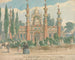 Tempel van de vuurwerkshow en saloon van het Amerikaanse gebouw - William Henry Brooke — weergave van het kunstwerk