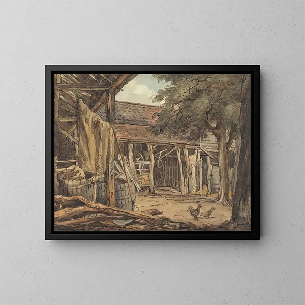 A farmyard - William Henry Hunt — framed artwork on a wall
