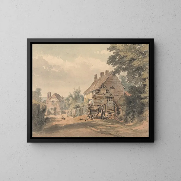 A country village street - William Henry Hunt — framed artwork on a wall