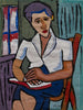 Meisje zittend - William Henry Johnson — weergave van het kunstwerk