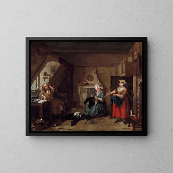 The distressed poet - William Hogarth — framed artwork on a wall