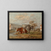 Schets van twee koeien in een landschap - William Huggins — ingelijst kunstwerk aan de muur