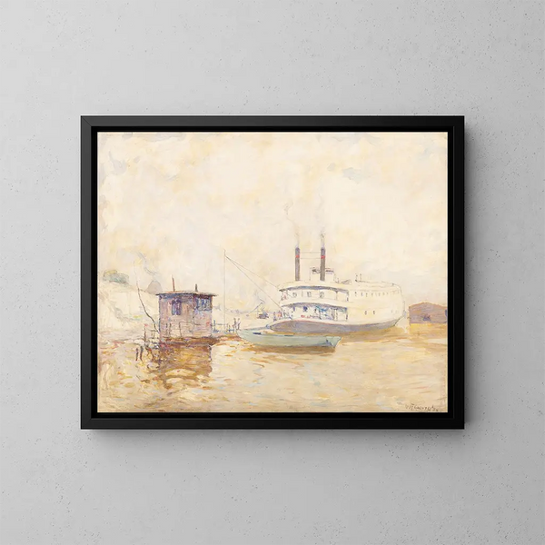 Boat on the Ohio River - William J. Forsyth — framed artwork on a wall