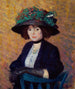 Vrouw met groene hoed - William James Glackens — weergave van het kunstwerk