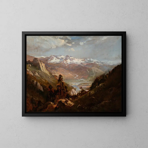 Snow in the Eastern Sierras Valley - William Keith — framed artwork on a wall
