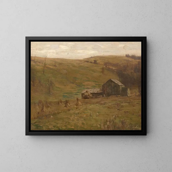 Prairies vallonnées - William Langson Lathrop — framed artwork on a wall
