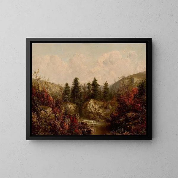 River through a Forest in Autumn - William Mason Brown — framed artwork on a wall