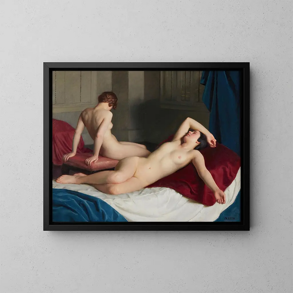 Interior with Two Nudes - William McGregor Paxton — framed artwork on a wall