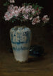 van Chinees vaas met roze azalea's - William Merritt Chase — weergave van het kunstwerk