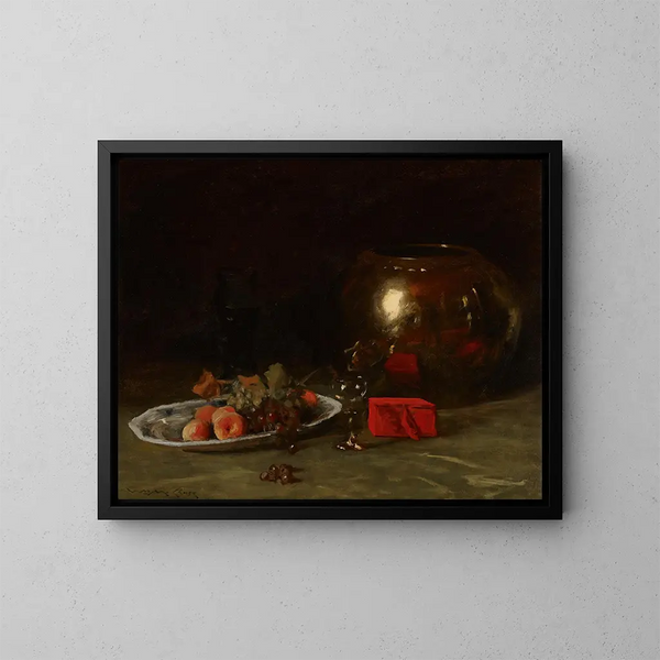 Het grote koperen kom - William Merritt Chase — ingelijst kunstwerk aan de muur