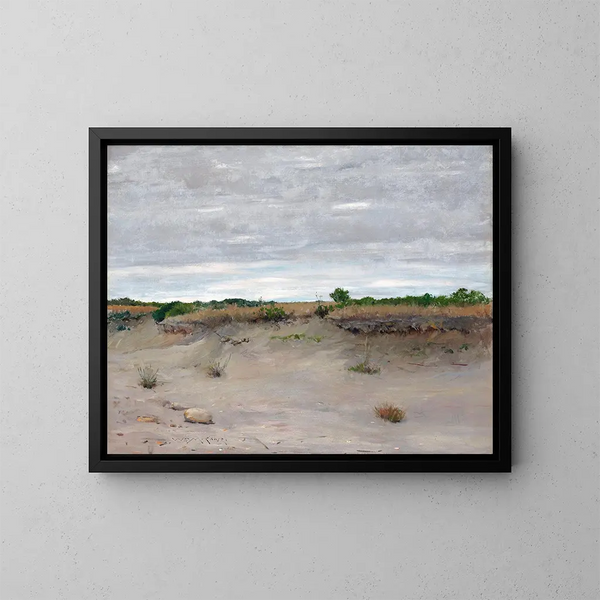 Zand dat door de wind wordt weggeblazen - William Merritt Chase — ingelijst kunstwerk aan de muur