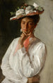 Vrouw in wit - William Merritt Chase — weergave van het kunstwerk