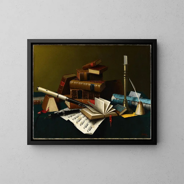 Music and Literature - William Michael Harnett — framed artwork on a wall