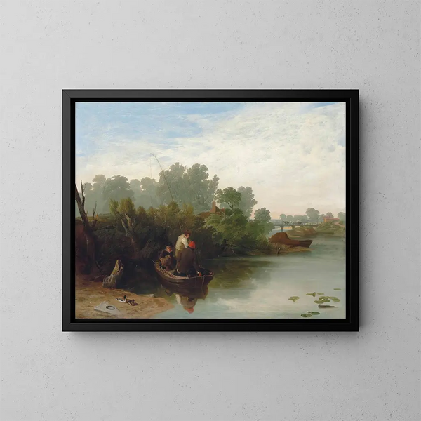 Boys fishing - William Mulready — framed artwork on a wall