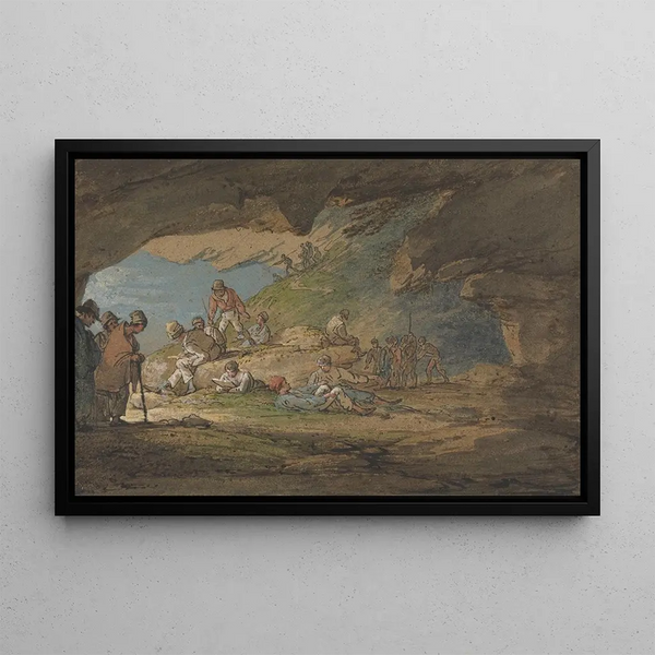 A sunny cave with figures - William Payne — framed artwork on a wall