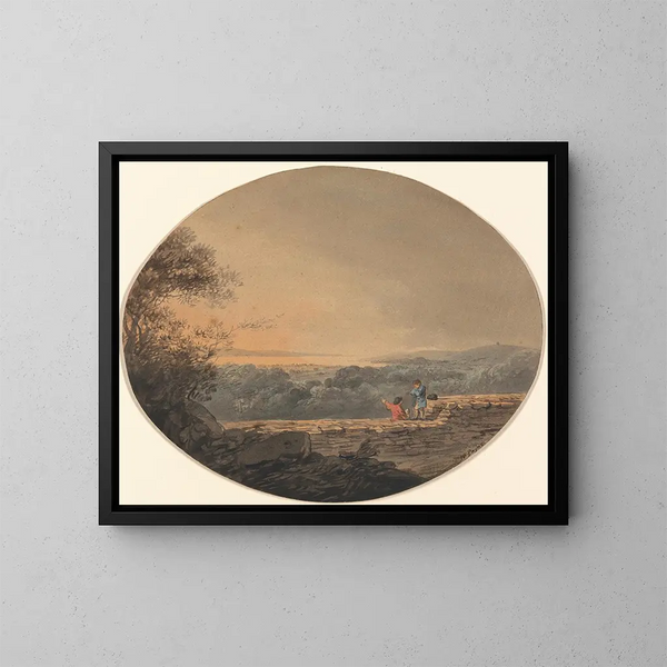 Distant view of Exmouth from Exeter - William Payne — framed artwork on a wall