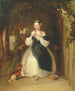 Een jonge vrouw die haar haar vlecht - William Powell Frith — weergave van het kunstwerk