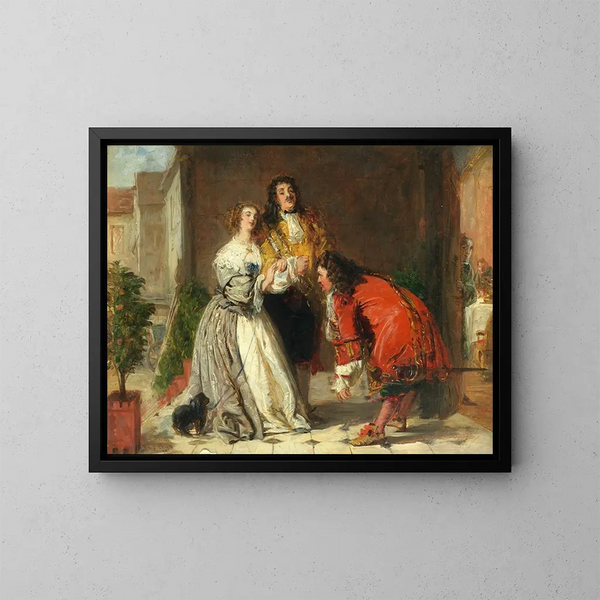 Scene from The Bourgeois Gentilhomme - William Powell Frith — framed artwork on a wall