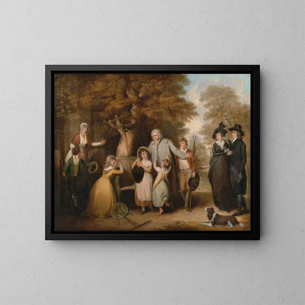 L'héritier bienveillant or the reestablished tenant in his family - William Redmore Bigg — framed artwork on a wall