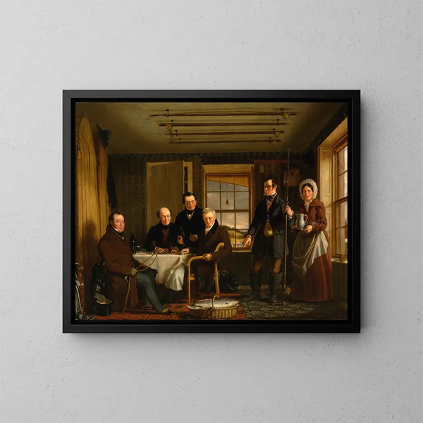 Discussie over een zalmpenning in een Schotse viskiosk - William Shiels — ingelijst kunstwerk aan de muur