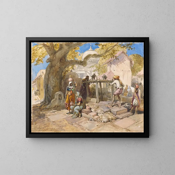 The Village Well - William Simpson — framed artwork on a wall