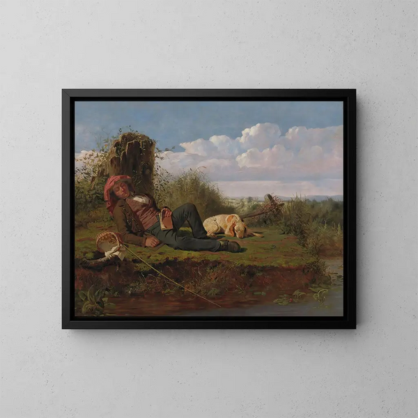 The Lazy Fisherman - William Tylee Ranney — framed artwork on a wall