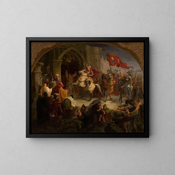 Entrance of Boleslas the Brave in Kiev - Wincenty Smokowski — framed artwork on a wall