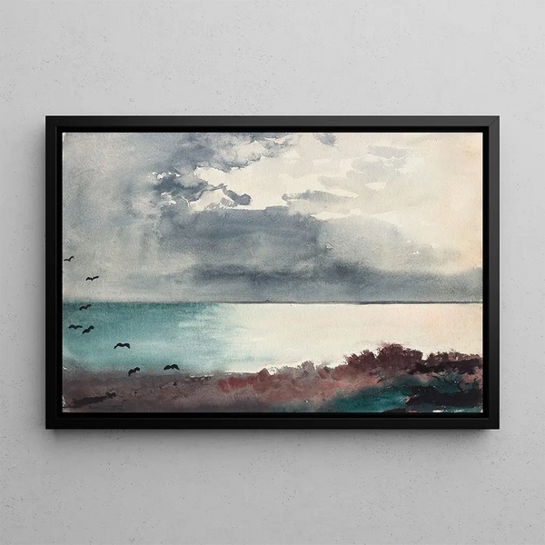 Storm op de kust van Maine - Winslow Homer — ingelijst kunstwerk aan de muur