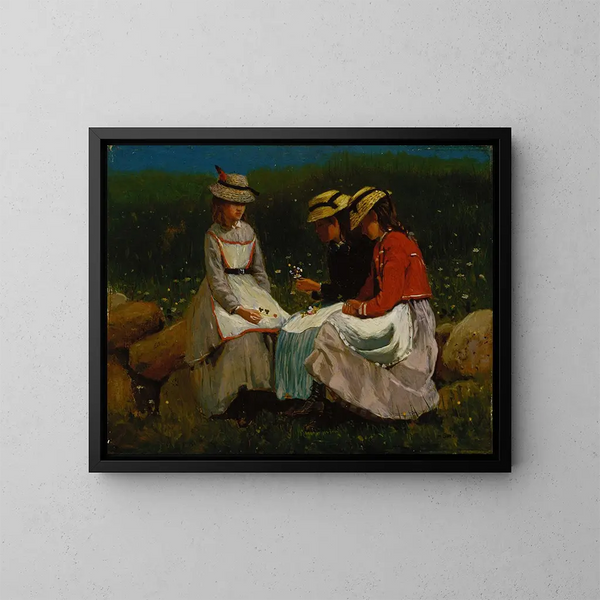 Meisjes in een landschap - Winslow Homer — ingelijst kunstwerk aan de muur