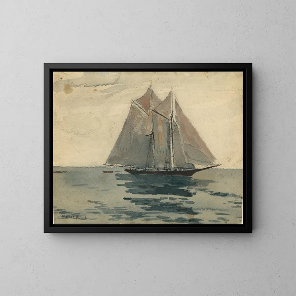 Schooner de Gloucester - Winslow Homer — ingelijst kunstwerk aan de muur