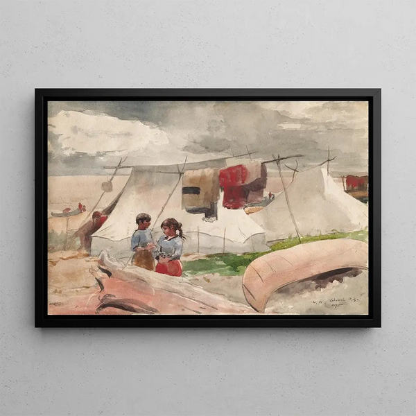 Indianenkamp Roberval PQ - Winslow Homer — ingelijst kunstwerk aan de muur