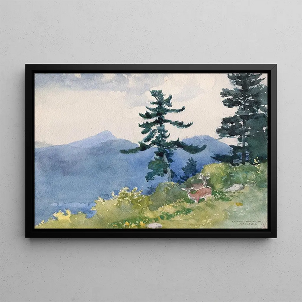 North Woods Club, Adirondacks: de onderbroken conversatie - Winslow Homer — ingelijst kunstwerk aan de muur
