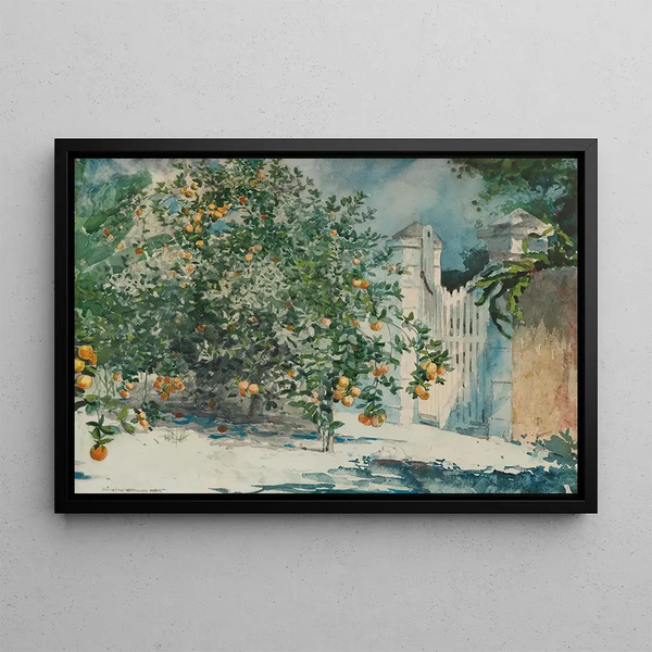 Sinaasappelbomen en poort - Winslow Homer — ingelijst kunstwerk aan de muur