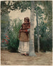 onder een palmboom - Winslow Homer — weergave van het kunstwerk